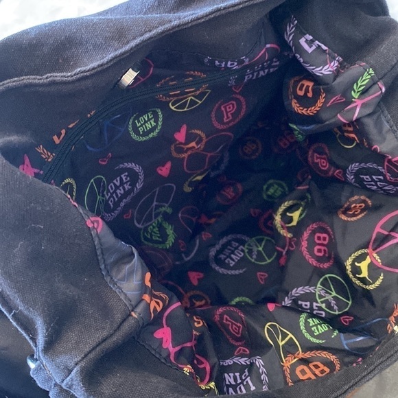 Black & gold VS Pink Messenger bag satin & canvas - Picture 7 of 16